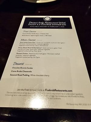 Menu photo 1 Firebirds Wood Fired Grill Indianapolis, IN Menu photo 1 Firebirds Wood Fired Grill Indianapolis, IN