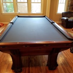 Coastal Billiards and Services - Finished Antique Pool Table  with New Simonis 860 Felt