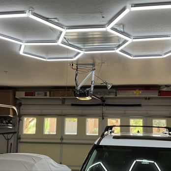 Pro Home Entertainment - 5 Hexagon LED Light in my Garage. - TV Mounting Near Me Pro Home Entertainment - 5 Hexagon LED Light in my Garage. - TV Mounting Near Me