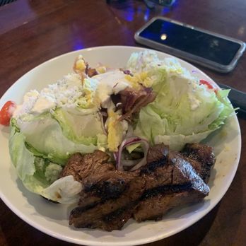 The Grill at Fairview Inn - Wedge salad with steak tips added - steak cooked perfectly rare - American Near Me - Marshfield, Massachusetts The Grill at Fairview Inn - Wedge salad with steak tips added - steak cooked perfectly rare - American Near Me - Marshfield, Massachusetts
