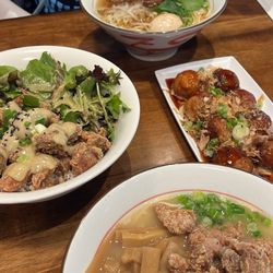 Umami Ramen - Chicken Karaage Takoyaki Umami Bowl Black Garlic Tonkotsu