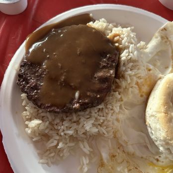 Javi's Exotic Exquisite Eats - A beautiful well done unseasoned burger patty, with two day old brown gravy over a bed of minute rice. - Pop-Up Restaurants Near Me Javi's Exotic Exquisite Eats - A beautiful well done unseasoned burger patty, with two day old brown gravy over a bed of minute rice. - Pop-Up Restaurants Near Me