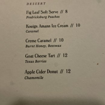 Lutie’s - Dessert menu on 10/4 - Modern European Near Me - Austin, Texas