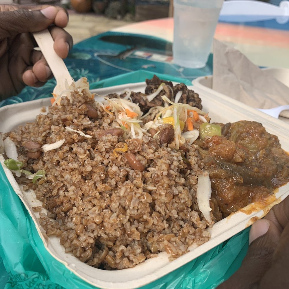 Naomi's Garden - Jerk chicken, legume, and bulgur that my boy ordered. - Haitian Near Me - Miami, Florida Naomi's Garden - Jerk chicken, legume, and bulgur that my boy ordered. - Haitian Near Me - Miami, Florida