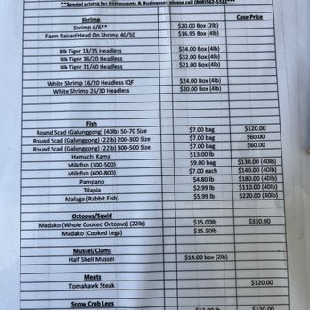 TRI Seafood & Distribution - Menu - Seafood Markets Near Me - Honolulu, Hawaii