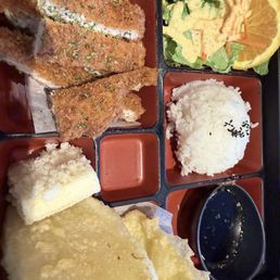 Bento Box (Two Choices) tonkatsu and veggie tempura Bento Box ( Lunch Special) Bento Box (Two Choices) tonkatsu and veggie tempura Bento Box ( Lunch Special)