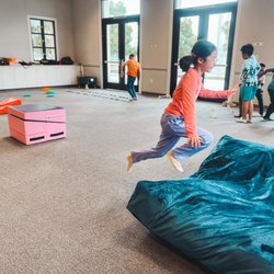 Fit First Youth Fitness Training - Obstacle course during Ninja Parkour Summer Camp - agility, balance, peddling, vaulting, and landing