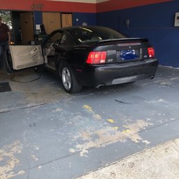 My car getting inspected.