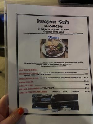 Menu photo 1 Prospect Cafe Prospect, OR Menu photo 1 Prospect Cafe Prospect, OR