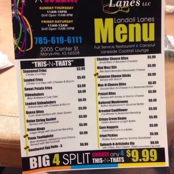 Landoll Lanes - Menu 1 - Bowling Near Me - Marysville, Kansas Landoll Lanes - Menu 1 - Bowling Near Me - Marysville, Kansas