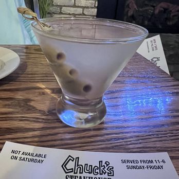Chuck's Steak House - dirty martini - Steakhouses Near Me - Danbury, Connecticut