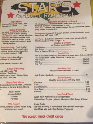 Menu photo 3 Star's Caribbean Restaurant Jacksonville, FL
