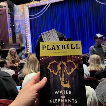 Water for Elephants - Playbill and ticket from orchestra view. - Performing Arts Near Me - New York, New York Water for Elephants - Playbill and ticket from orchestra view. - Performing Arts Near Me - New York, New York