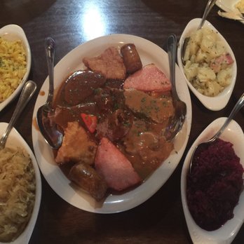 Bodensee Restaurant - Sampler of meats and sides included in a plate for two in menu - German Near Me - Helen, Georgia