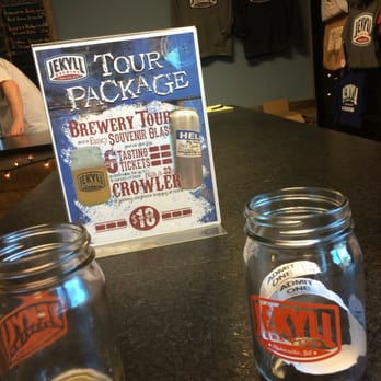 Jekyll Brewing - Tour package: tour, six generous pours, take home glass and a "crowler" as you leave. $18 - Breweries Near Me - Alpharetta, Georgia Jekyll Brewing - Tour package: tour, six generous pours, take home glass and a "crowler" as you leave. $18 - Breweries Near Me - Alpharetta, Georgia