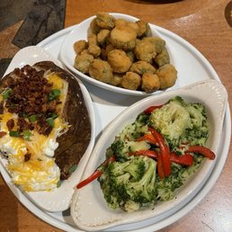 Baked Potato, Fried Okra and Broccoli!