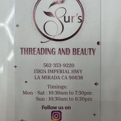 Sur's Threading Studio - Business card