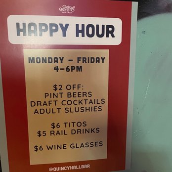 Quincy Hall - Happy Hour specials from 4-6 - Pizza Near Me - Arlington, Virginia Quincy Hall - Happy Hour specials from 4-6 - Pizza Near Me - Arlington, Virginia