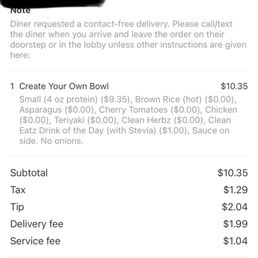 My order for delivery receipt
