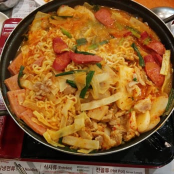Cho Sun Ok - Number 36(?) hotpot! It is like a kimchi soup with veggies, sausage, ham, ramen, pork, etc. Cousin added rice cakes, delicious!! - Korean Near Me - Thornhill, Ontario Cho Sun Ok - Number 36(?) hotpot! It is like a kimchi soup with veggies, sausage, ham, ramen, pork, etc. Cousin added rice cakes, delicious!! - Korean Near Me - Thornhill, Ontario