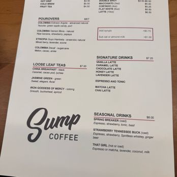 Sump Coffee - Menu - Coffee & Tea Near Me - Nashville, Tennessee Sump Coffee - Menu - Coffee & Tea Near Me - Nashville, Tennessee