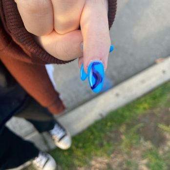 Tip Nails - simple design done badly, and in a rush - Nail Salons Near Me - Anaheim, California