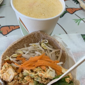 The Last Carrot - Chicken pita wrap. With Juice - Vegetarian Near Me - Miami, Florida The Last Carrot - Chicken pita wrap. With Juice - Vegetarian Near Me - Miami, Florida