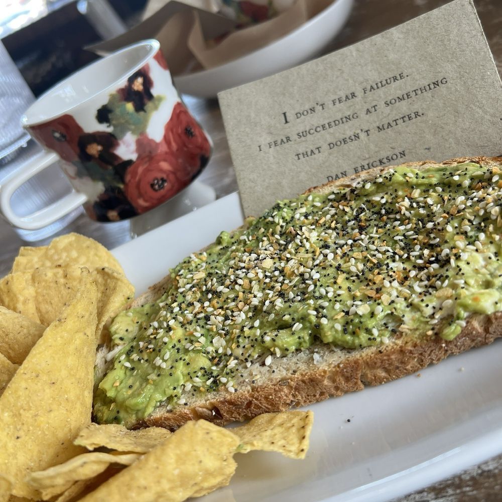 Cafe Moonwater - Avocado Toast! Not only do you receive a beautiful meal but these thought provoking quotes are a special touch!! - Coffee & Tea Near Me - Amarillo, Texas