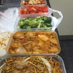 Mays Chinese Cuisine - Home Delivery : Chicken Chowmein, Thai red chicken curry, broccoli galric stir fry, sweet & sour chicken hong kong, #YelpEveryDamnDay