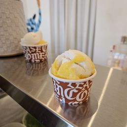 Mango sticky rice and yuzu sherbet Mango sticky rice and yuzu sherbet