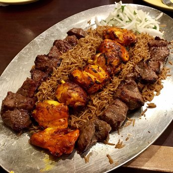 Kabul Kabab House - Jojeh Kabob, Beef Tikka and Lamb Tikka over brown rice - Afghan Near Me - Flushing, New York