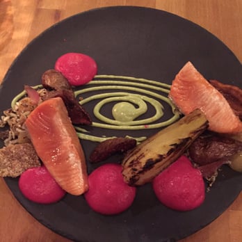 Fable Kitchen - Salmon with potatoes, white beets, and bok choy - Canadian (New) Near Me - Vancouver, British Columbia