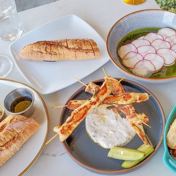 Vintage Wine + Eats - Tinned fish, chicken skewers, roasted market carrots, radish and ricotta - Wine Bars Near Me - Los Angeles, California