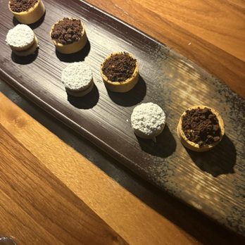 La Mar Cocina Peruana - Mingaridise, but I think the chocolate was missing? The menu says it should be "alfajores, lucucma tart, fortunato chocolates" - Peruvian Near Me - Bellevue, Washington La Mar Cocina Peruana - Mingaridise, but I think the chocolate was missing? The menu says it should be "alfajores, lucucma tart, fortunato chocolates" - Peruvian Near Me - Bellevue, Washington
