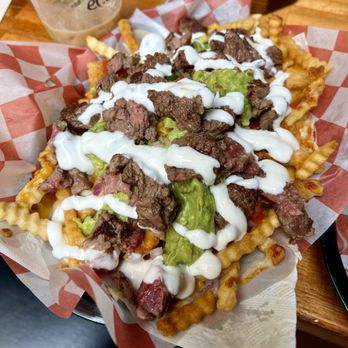 The Deck at Moonshine Flats - Carne asada fries - American Near Me - San Diego, California The Deck at Moonshine Flats - Carne asada fries - American Near Me - San Diego, California