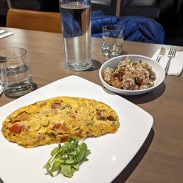 Cajun omelet and breakfast potatoes