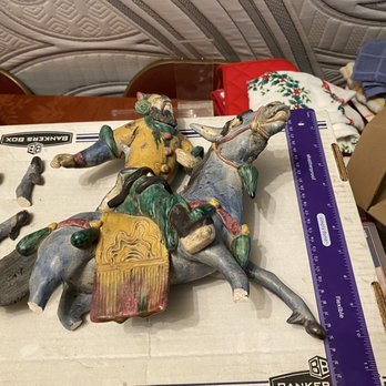 Fine Art Restoration - Broken horseman, ruler for scale - Art Restoration Near Me - Los Angeles, California