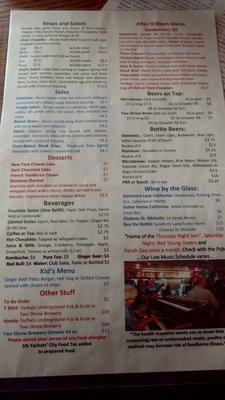 Menu photo 1 Yachats Underground Pub & Grub Yachats, OR Menu photo 1 Yachats Underground Pub & Grub Yachats, OR