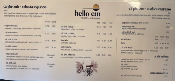 Menu photo 4 Hello Em Viet Coffee & Roastery Seattle, WA Menu photo 4 Hello Em Viet Coffee & Roastery Seattle, WA
