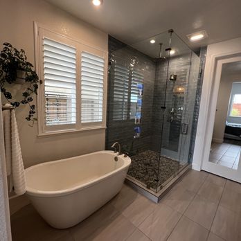 Elevate Renovations - Made new shower (replaced basic builder unit), enlarged space, matched existing, and added new. - General Contractors Near Me Elevate Renovations - Made new shower (replaced basic builder unit), enlarged space, matched existing, and added new. - General Contractors Near Me