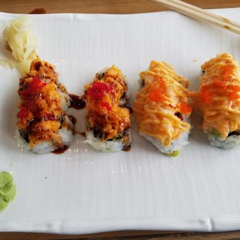 Sansu - 1/2 Volcano roll & 1/2 Baked Scallop roll. TASTY! - Sushi Bars Near Me - East Lansing, Michigan Sansu - 1/2 Volcano roll & 1/2 Baked Scallop roll. TASTY! - Sushi Bars Near Me - East Lansing, Michigan