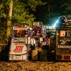 Club Milton Speedway - Noah and Reagan at the pit line