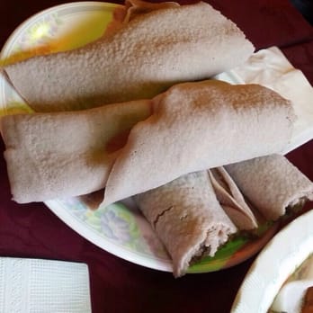 Ethiopian House Restaurant - the "roti" type of "nan bread" to eat with the "curry" - Ethiopian Near Me - Toronto, Ontario