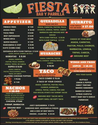Menu photo 2 Fiesta Bar Y Parrilla Roswell, GA