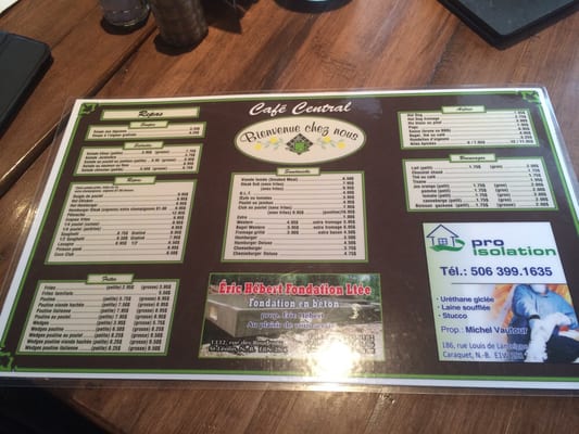 Menu photo 1 Restaurant Cafe Central Lameque, NB