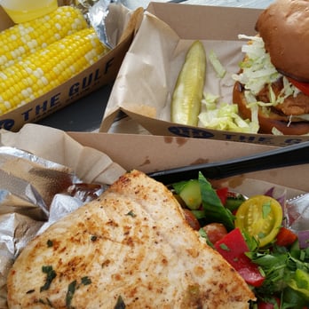 The Gulf - Grouper sandwich, swordfish salad, and alabama sweet corn - Burgers Near Me - Orange Beach, Alabama