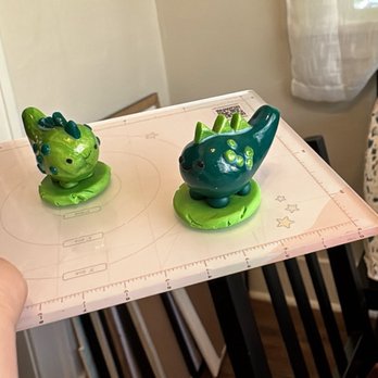 WhimsiClay Studio - The clay kit came w/ this Whimsiclay branded acrylic board but also the polyurethane you can see waiting to dry on my new friends! - Arts & Crafts Near Me - Irvine, California