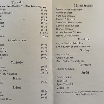 Midori Teriyaki - a menu for a restaurant - Japanese Near Me - Lake Stevens, Washington Midori Teriyaki - a menu for a restaurant - Japanese Near Me - Lake Stevens, Washington