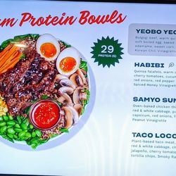 SaladStop! - Picture of the menu. With items put in one small bowl can't tell if you're being shortchanged