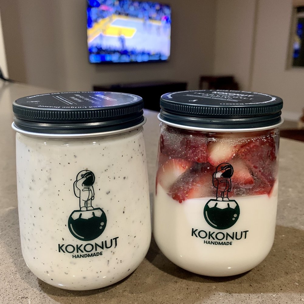 KOKONUT - Duke Bakery - Black Sesame Coconut Pudding and Coconut Pudding with Strawberry - Desserts Near Me - Irvine, California KOKONUT - Duke Bakery - Black Sesame Coconut Pudding and Coconut Pudding with Strawberry - Desserts Near Me - Irvine, California